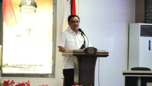 Walikota Bitung Ajak Masyarakat Aktif dalam Perencanaan Pembangunan Kota Foto: Wali Kota Bitung, Maurits Mantiri menyampaikan sambutan di Musrembang RKPD Kota Bitung Tahun 2025. (Dok. Istimewa)