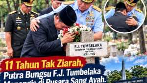 11 Tahun Tak Ziarah, Putra Bungsu F.J. Tumbelaka Menangis di Pusara Sang Ayah, Gubernur Yulius Beri Pelukan Penguatan